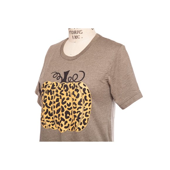 Bella Canvas Black Yellow Leopard Pumpkin Graphic Tee Shirt - Picture 6 of 9